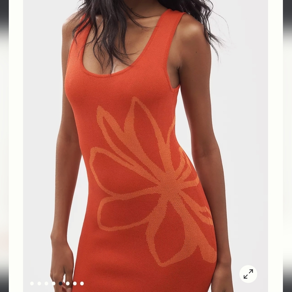 Flat White Sleeveless Square-Neck Flower-Printed Knit Mini Dress, Retail $148.00 - Picture 5 of 8